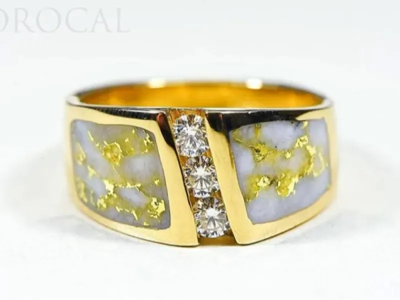 Orocal Gold Quarts Ladies Ring With 3 Middle Diamonds- RL470LD45Q