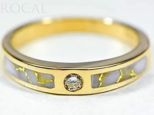 Orocal Gold Quarts Ladies Ring With 1 Middle Diamond- RL728WD7Q