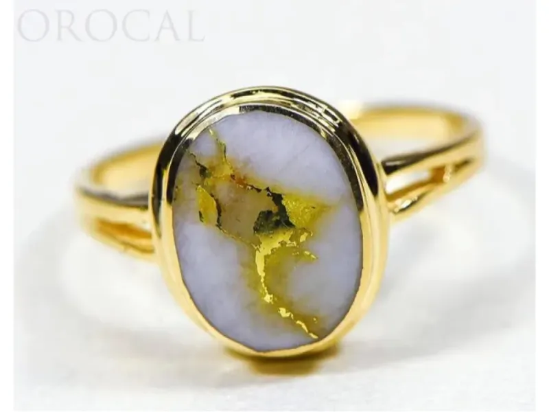 Orocal Round Gold Quartz Ladies Ring-RLL1348Q