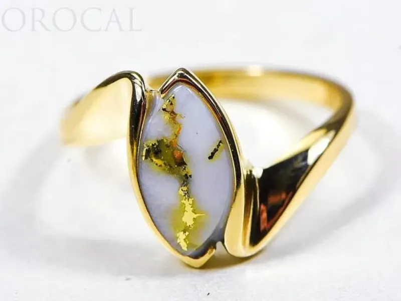 Orocal Asymmetrical Gold Quartz Ladies Ring-RL972Q
