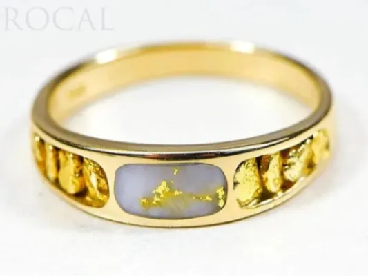 Orocal Centered Gold Quarts Ladies Ring With Gold Nuggets-RL653OLQ