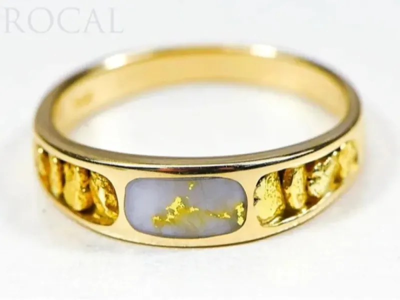 Orocal Centered Gold Quarts Ladies Ring With Gold Nuggets-RL653OLQ