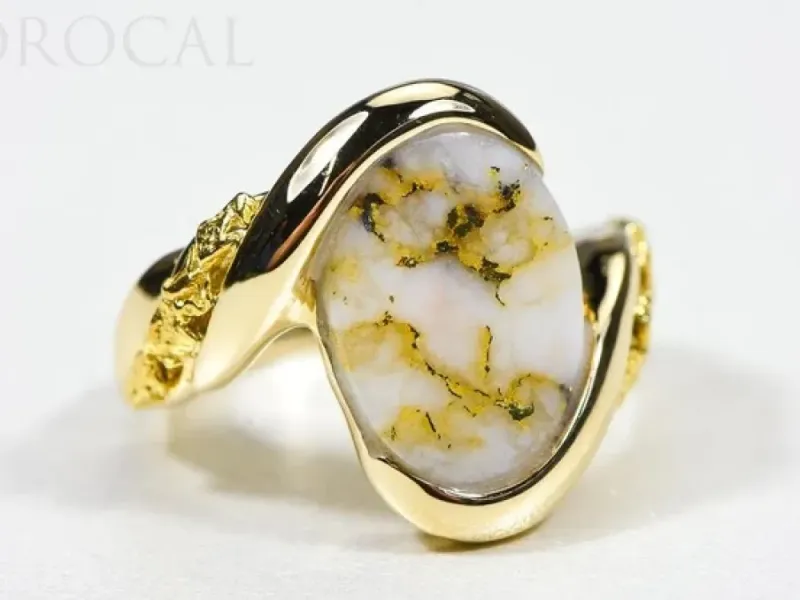 Orocal Elegant Gold Quarts Ladies Ring With Gold Nuggets-RL1002NQ