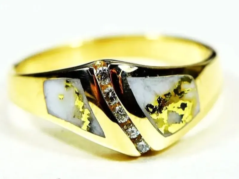 Orocal Gold Quartz Ladies Ring With Middle Diamonds-RL1064DQ
