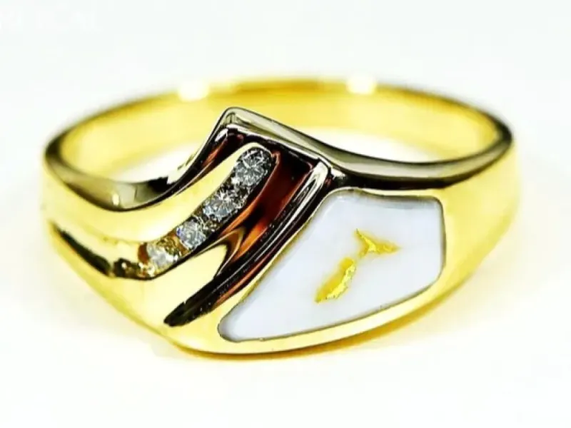 Orocal Gold Quartz Ladies Ring With Diamonds-RL1073DQ