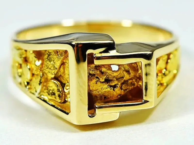 Orocal Bold Gold Nugget Hand Crafted Men's Ring -RM164
