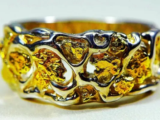 Orocal Natural Gold Nugget Hand Crafted Men's Ring -RM184SS
