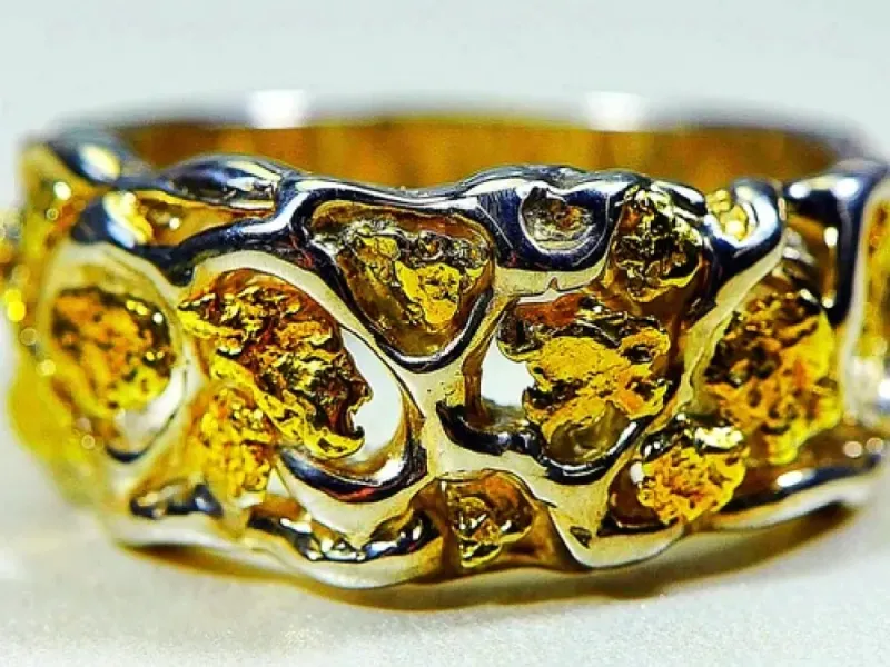 Orocal Natural Gold Nugget Hand Crafted Men's Ring -RM184SS