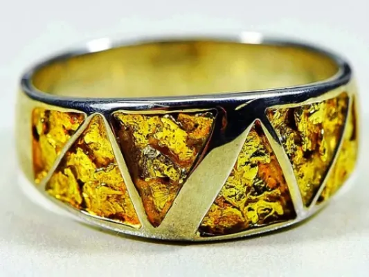 Orocal Multi Panel Gold Nugget Hand Crafted Men's Ring -RM883NSS