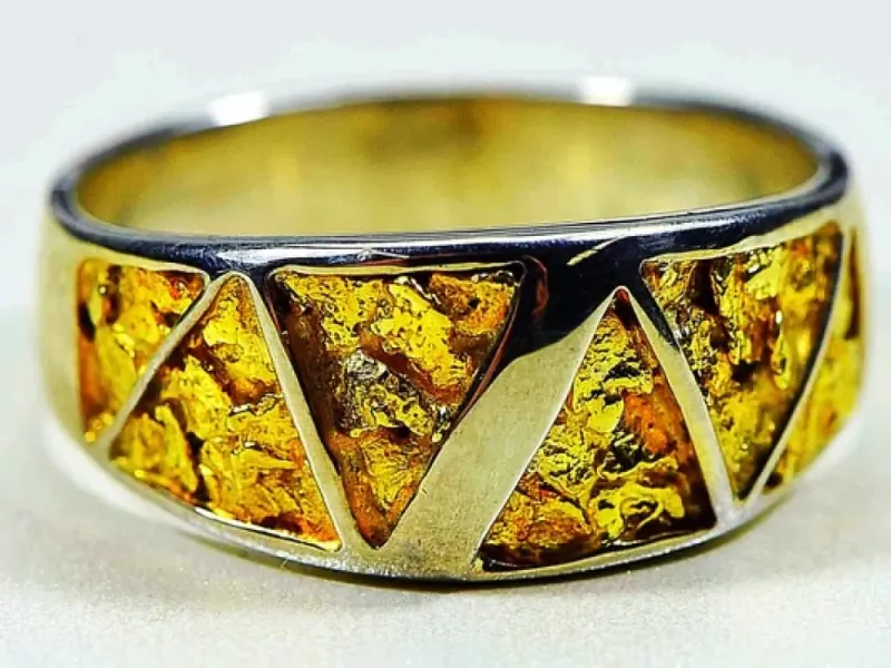 Orocal Multi Panel Gold Nugget Hand Crafted Men's Ring -RM883NSS
