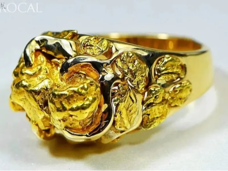 Orocal Natural Gold Nugget Hand Crafted Men's Ring -RMEN102