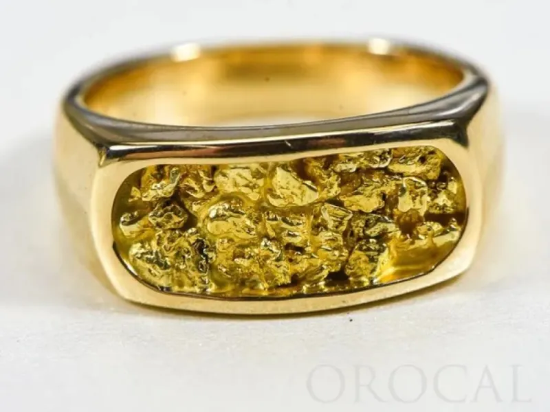 Orocal 1 Panel Gold Nugget Hand Crafted Men's Ring -RM816N