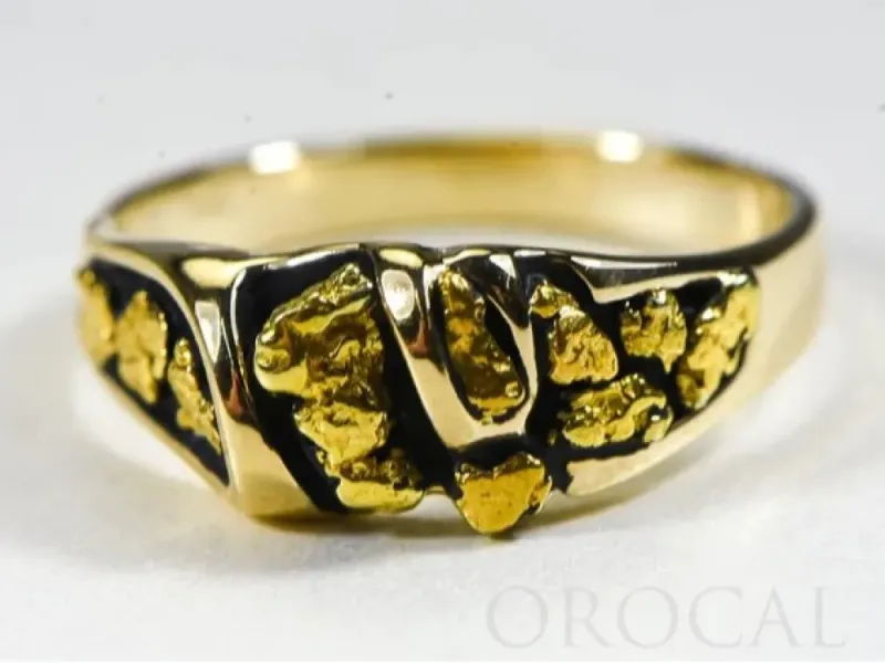 Orocal Natural Gold Nugget Hand Crafted Men's Ring -RM487