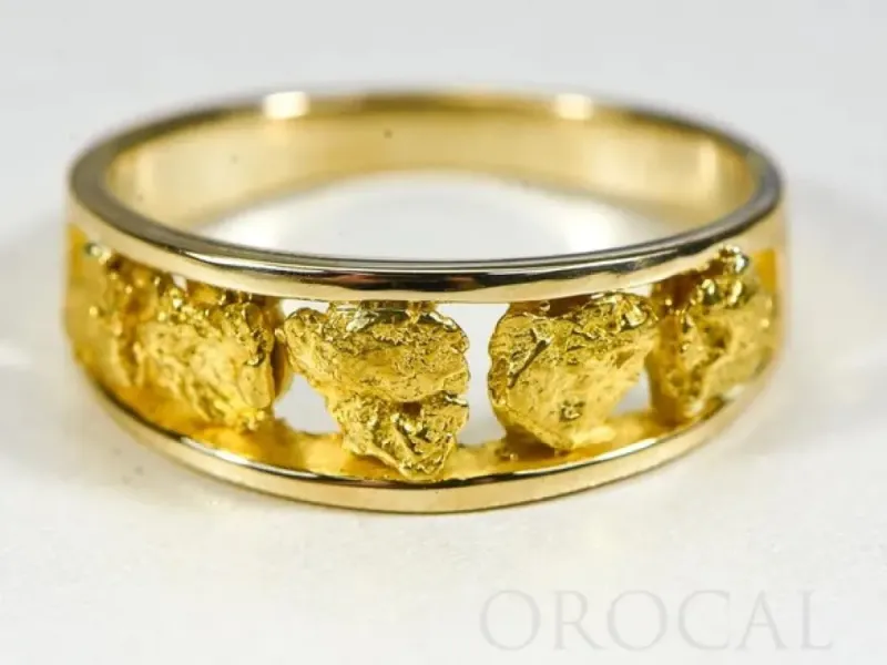 Orocal Natural Gold Nugget Hand Crafted Men's Ring -RM125/8MM