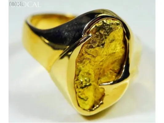 Orocal Large Free Form Gold Nugget Hand Crafted Men's Ring -RMEN122