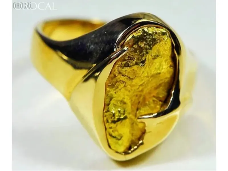Orocal Large Free Form Gold Nugget Hand Crafted Men's Ring -RMEN122