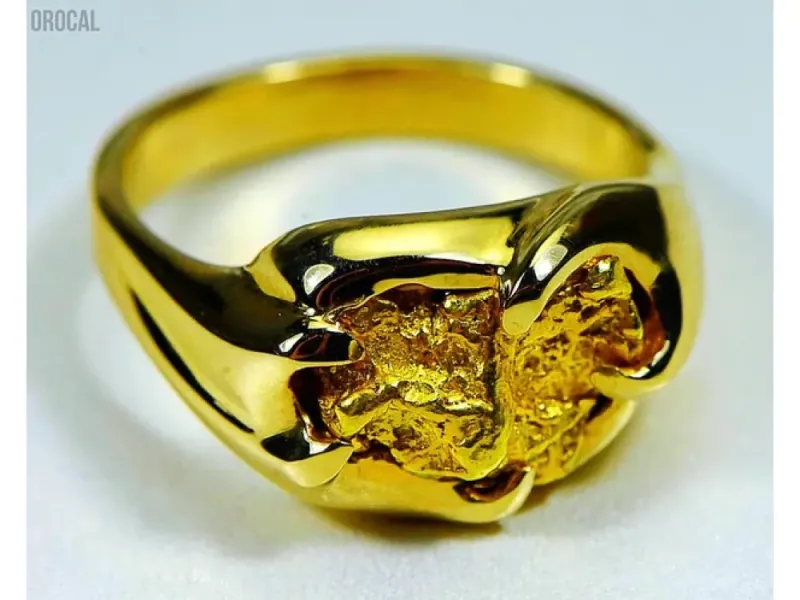 Orocal Single Gold Nugget Hand Crafted Men's Ring -RMEN120