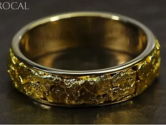 Orocal Natural Gold Nugget Hand Crafted Men's Band Ring -RM6MM