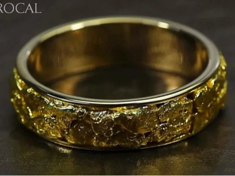 Orocal Natural Gold Nugget Hand Crafted Men's Band Ring -RM6MM