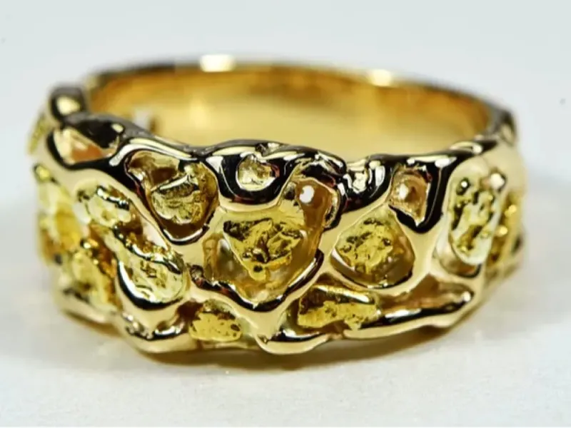 Orocal Free Form Gold Nugget Hand Crafted Men's Ring -RM212