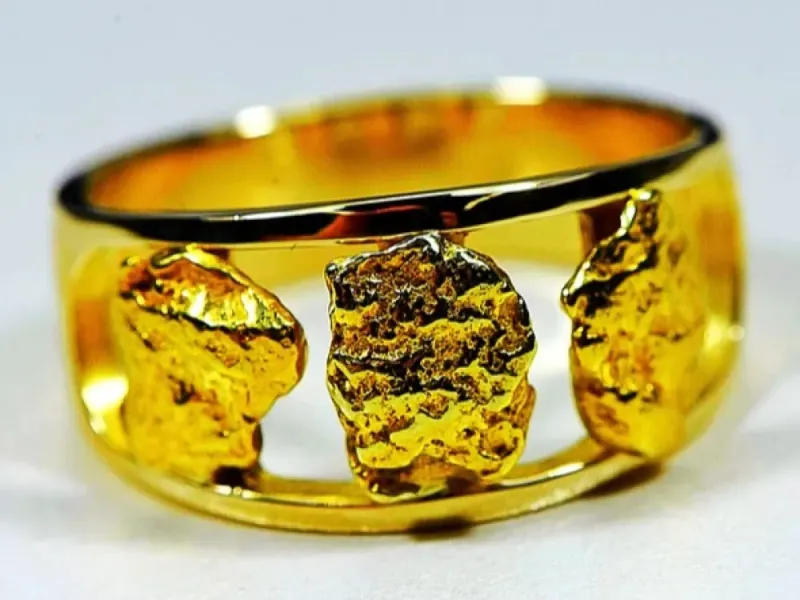 Orocal Large 3 Piece Gold Nugget Hand Crafted Men's Ring - RM1087N/12MM
