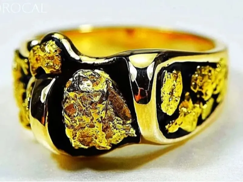 Orocal Free Form Gold Nugget Hand Crafted Men's Ring - RM490