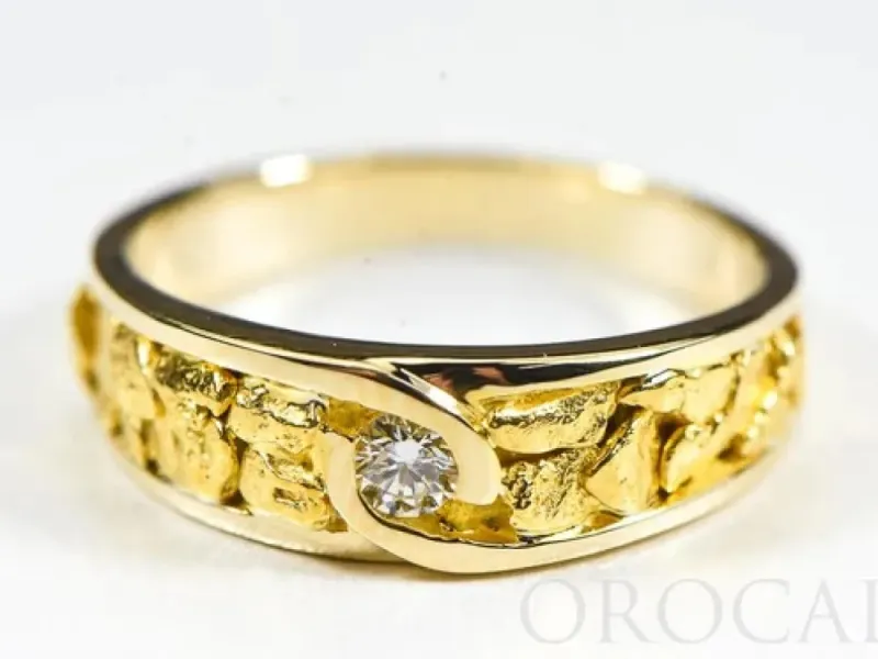 Orocal Gold Nugget Ladies Ring With One Middle Diamond - RL613D10