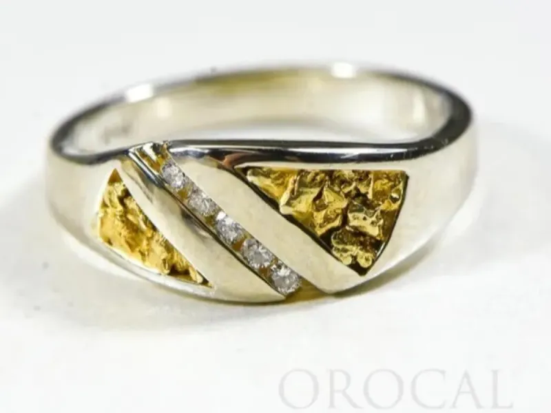 Orocal Gold Nugget Ladies Ring With Channel Set Diamonds -  RL1068DNW