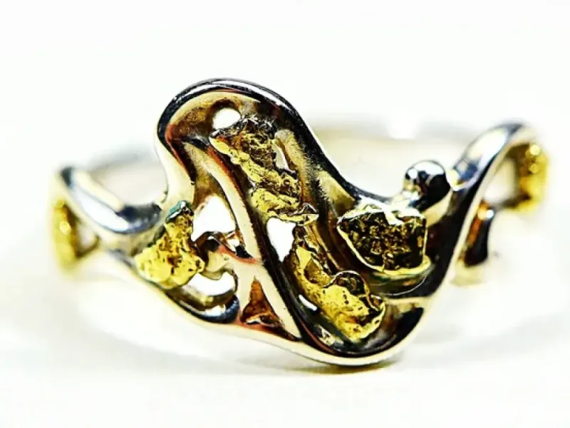 Orocal Flowing Gold Nugget Ladies Ring -  RL179SS