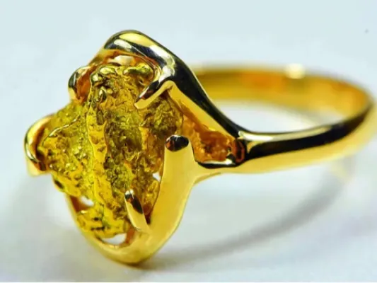 Orocal Large Single Gold Nugget Ladies Ring- RL233