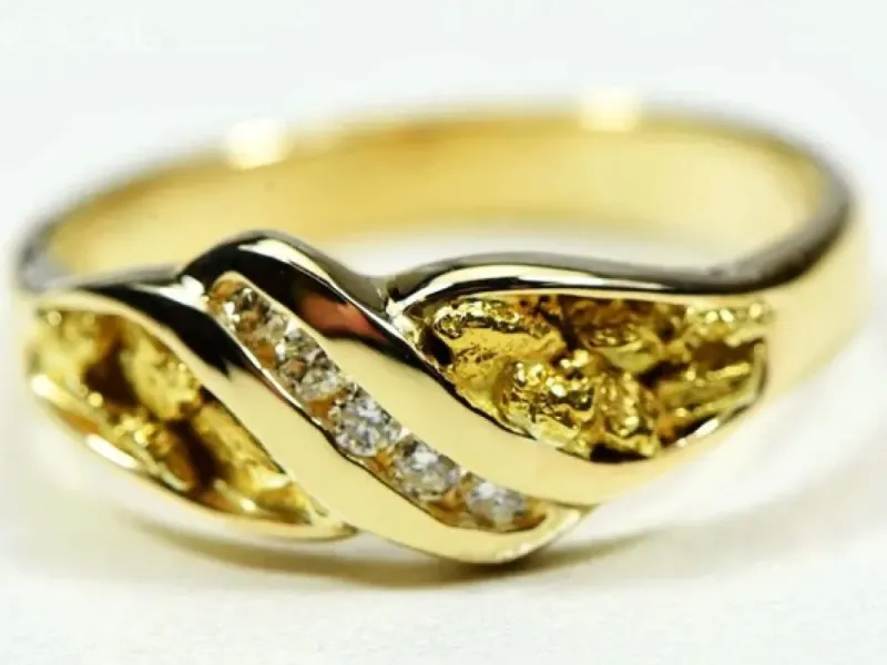 Orocal Gold Nugget Women's Ring With Channel Set Diamonds- RL612D10