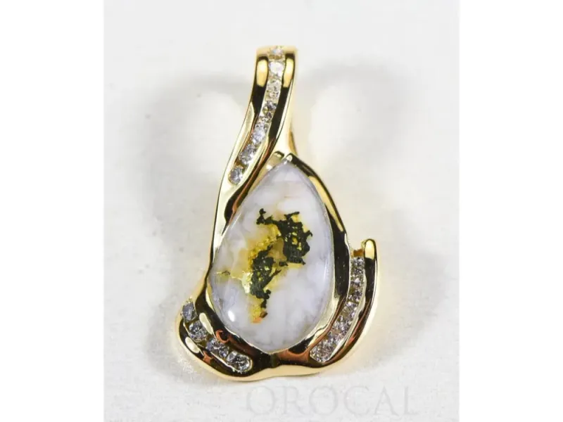 Orocal Gold Quartz Pendant With Diamonds- PDL106SD32Q
