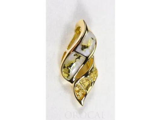 Orocal Double Stripe Gold Quartz Pendant With Gold Nuggets - PN649NQ