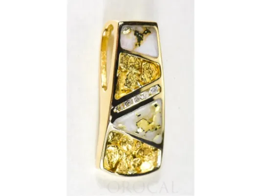 Orocal Gold Quartz Column Pendant With Gold Nuggets - PN798DNQ