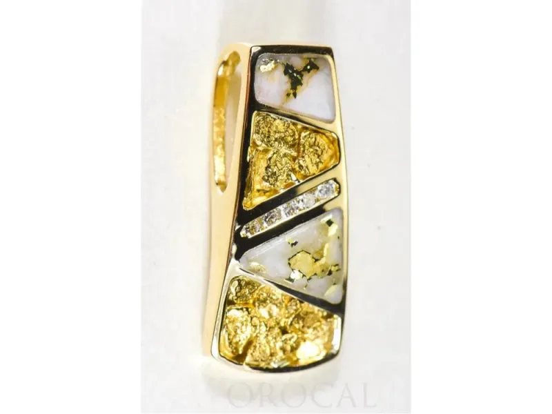 Orocal Gold Quartz Column Pendant With Gold Nuggets - PN798DNQ