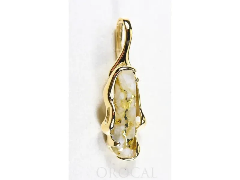 Orocal Gold Quartz Long Free Form Pendant - PRL999Q