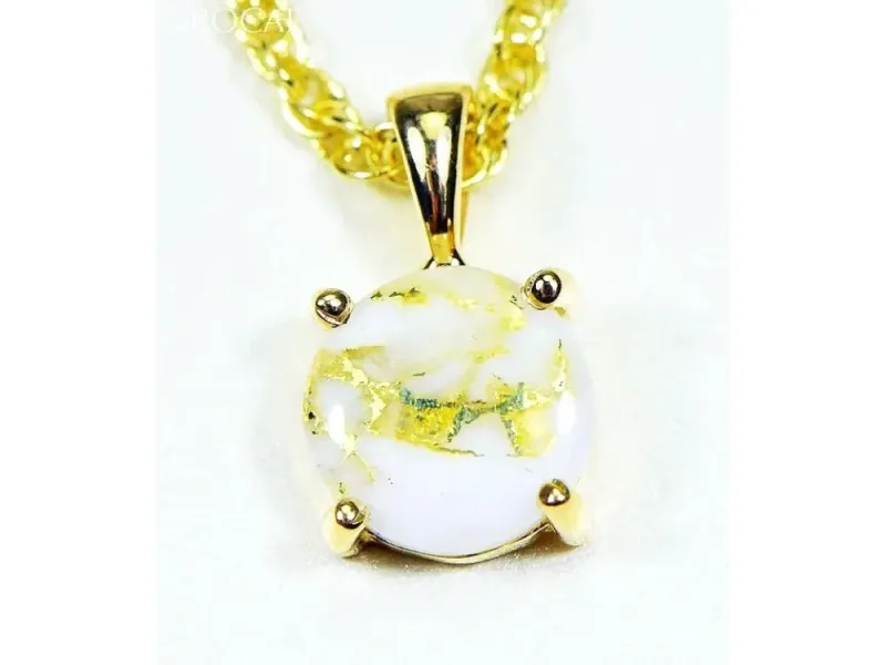 Orocal Gold Quartz Round Pendant - P10MMQX 