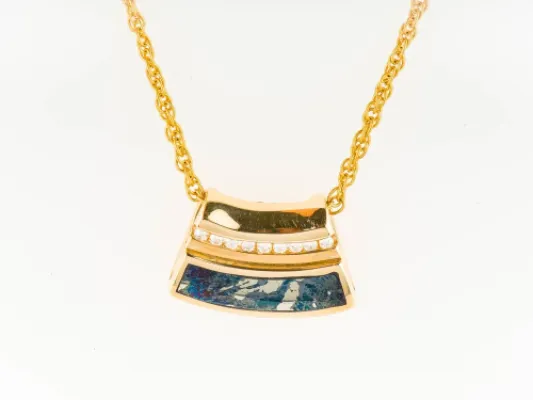 Star Of Alaska Covellite And Diamond Pendant With Gold Top