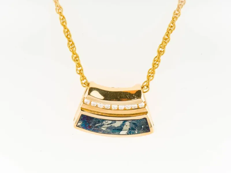 Star Of Alaska Covellite And Diamond Pendant With Gold Top