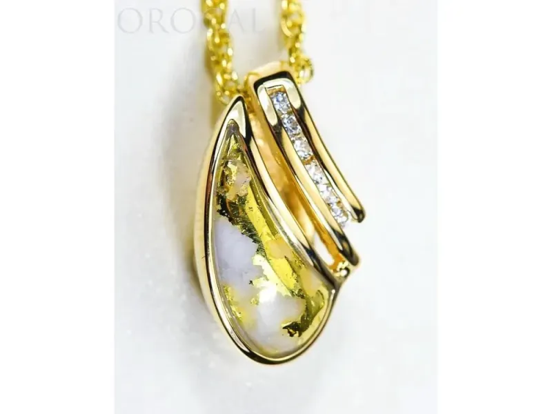 Orocal Gold Quartz Slide With Diamonds Pendant - PDL47D12QX