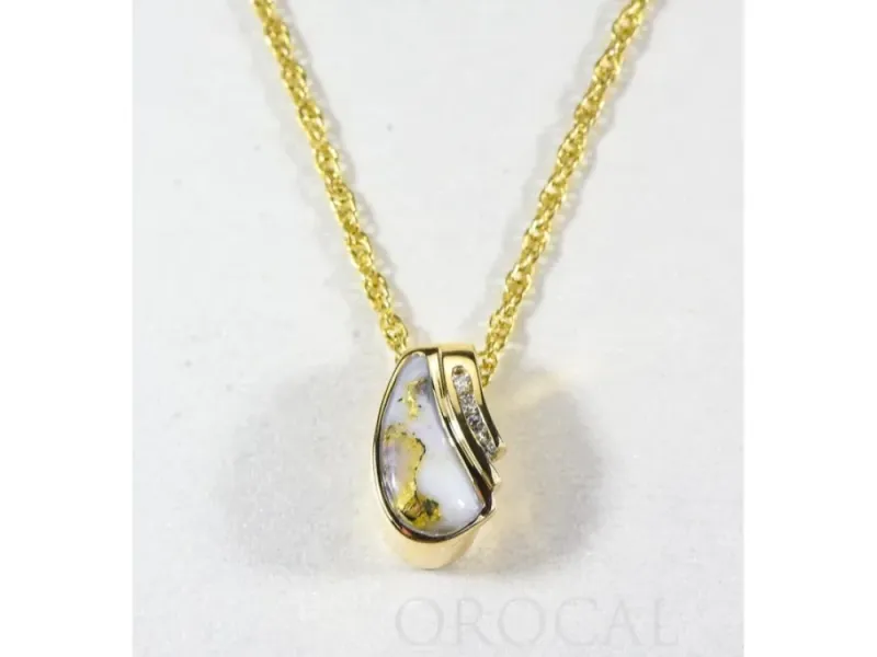 Orocal Gold Quartz Pendant With Diamonds- PDL47SD8QX