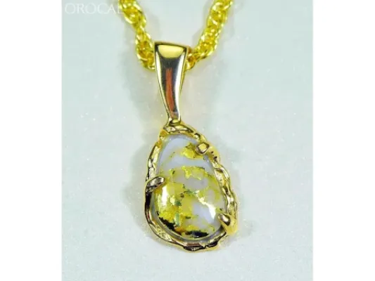 Orocal Gold Quartz Free Form Pendant- PFFQ4