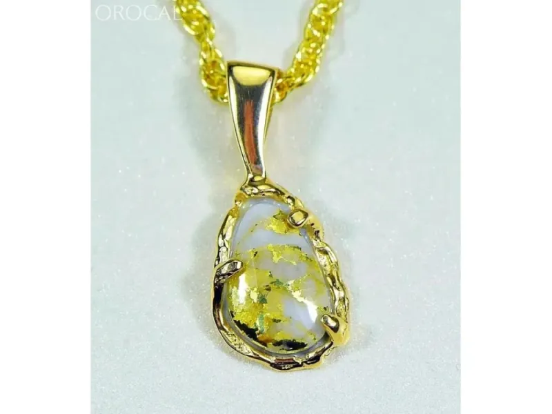 Orocal Gold Quartz Free Form Pendant- PFFQ4