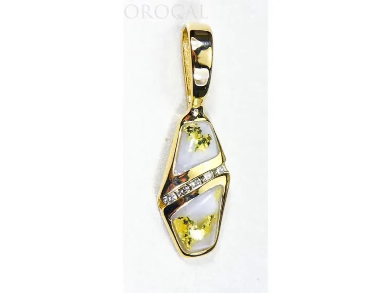 Orocal Gold Quartz Pendant With Diamonds- PN1064DQ