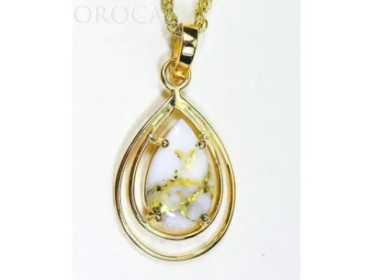 Orocal Gold Quartz Teardrop Pendant- PN1076SQ