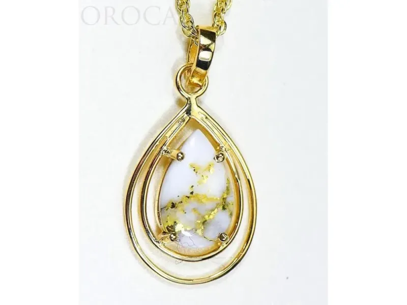 Orocal Gold Quartz Teardrop Pendant- PN1076SQ