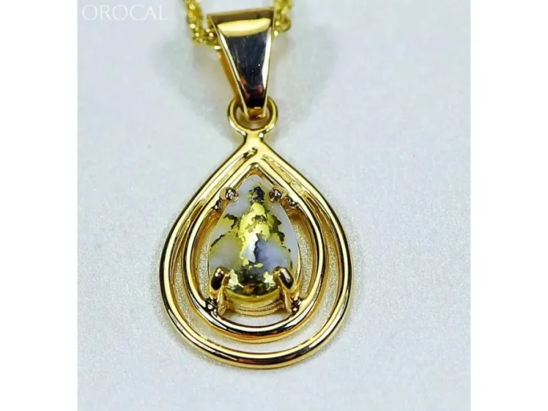 Orocal Gold Quartz Teardrop Pendant- PN1076XSQ
