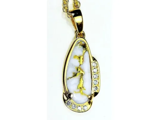 Orocal Gold Quartz Pendant With Diamonds- PN1106SDQ