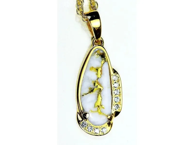Orocal Gold Quartz Pendant With Diamonds- PN1106SDQ