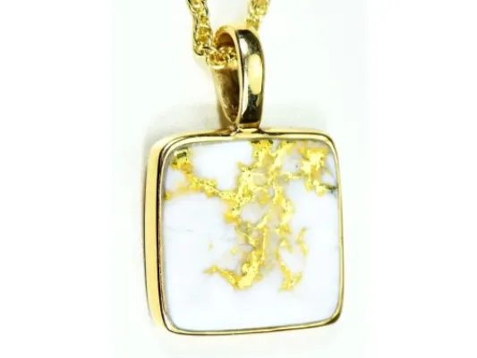 Orocal Gold Quartz Square Pendant- PN1107Q